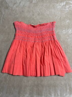 Gretchen Scott Ceres Mini Skirt Smocked Coral Cotton Size Meidum NWT